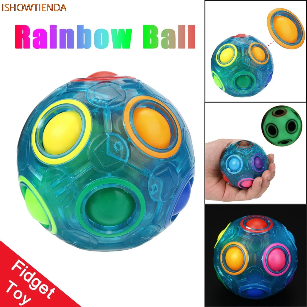 

Luminous Stress Reliever Magic Rainbow Ball Fun Cube Fidget Puzzle Education Toy For Kids/