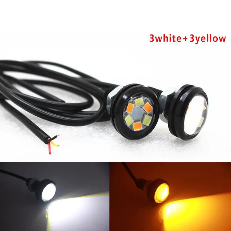 

2pcs/lot 23mm Led Eagle Eye DRL Daytime Running Lights Source White/Amber Lamp Turning Signal License Plate Bulb LED DRL