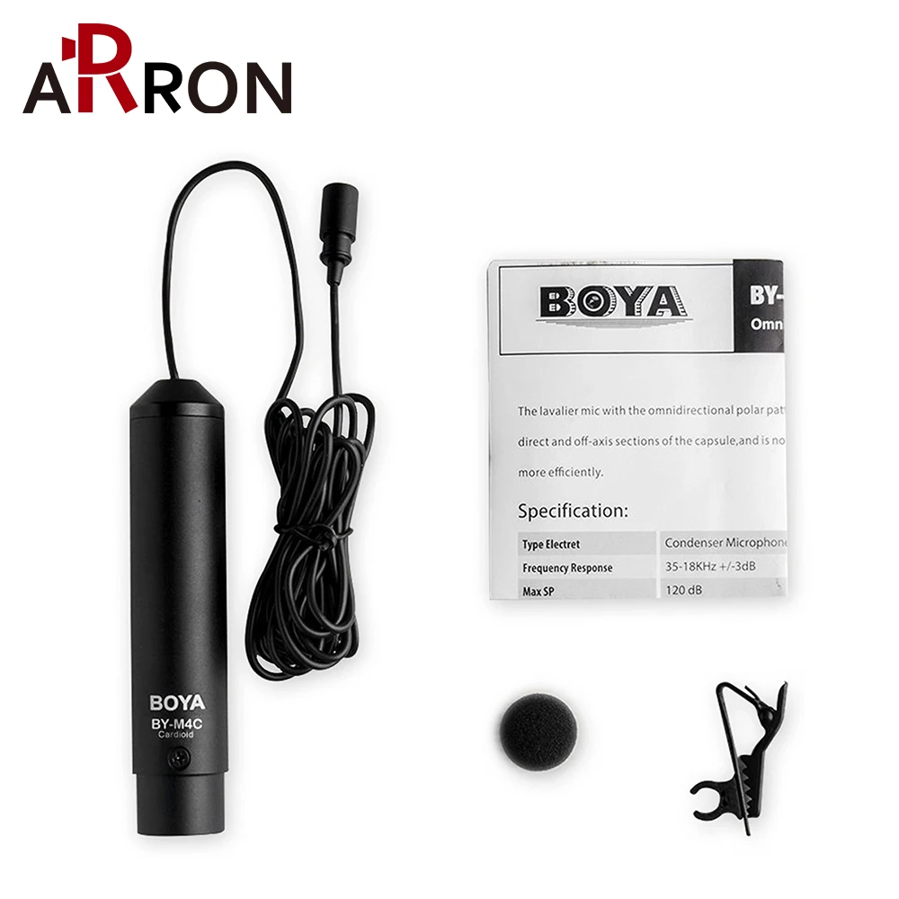 

BOYA BY-M4 Phantom Power Clip-On Cardioid XLR Lavalier Miniphone For Canon Sony Panasonic Camcorders TASCAM Audio Recorders