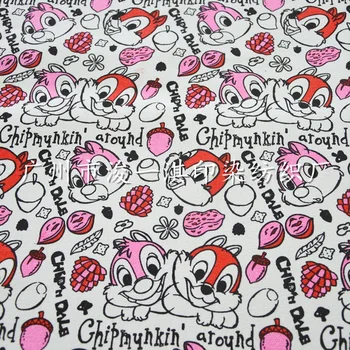 

90*145cm Cartoon Chip 'n' Dale Tamias Cotton Canvas fabric printed cartoon image DIY handmade kids patchwork Shoe school bag