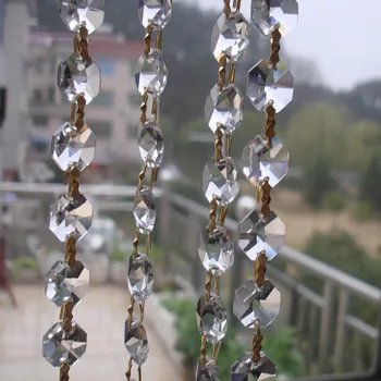 

Dazzling Glass Crystal Octagonal Beads+Golden Butterfly Buckles Chandelier Chain Chandelier Parts Garland Strand Curtain Chain