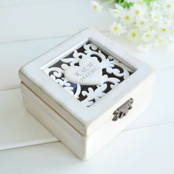 

New Personalized Ring Box Rustic Shabby Chic Wedding Ring Holder Pillow Ring Bearer Box Keepsake Box
