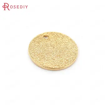 

(33641)20PCS 8MM 12MM 24K Gold Color Brass Frosted Round Disk Charms High Quality Diy Jewelry Findings Accessories