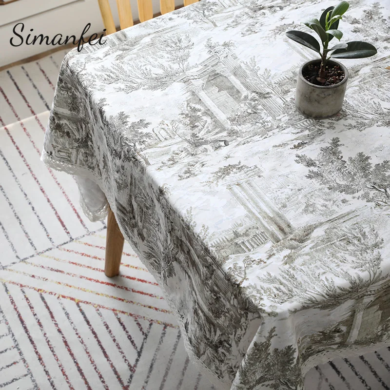 

Simanei 2019 New American Digital Printing Tablecloth Landscape Coffee Tablecloth Rectangular Dust Cover Cloth Kitchen Decoratio
