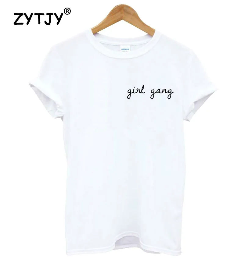 

girl gang pocket Letters Print Women tshirt Cotton Casual Funny t shirt For Lady Girl Top Tee Hipster Tumblr Drop Ship Z-1169