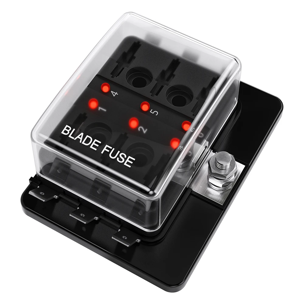 6-Way Blade Fuse Box Block Holder LED Warning Indicator for Car Boat Marine RV Truck DC 10-32V | Автомобили и мотоциклы