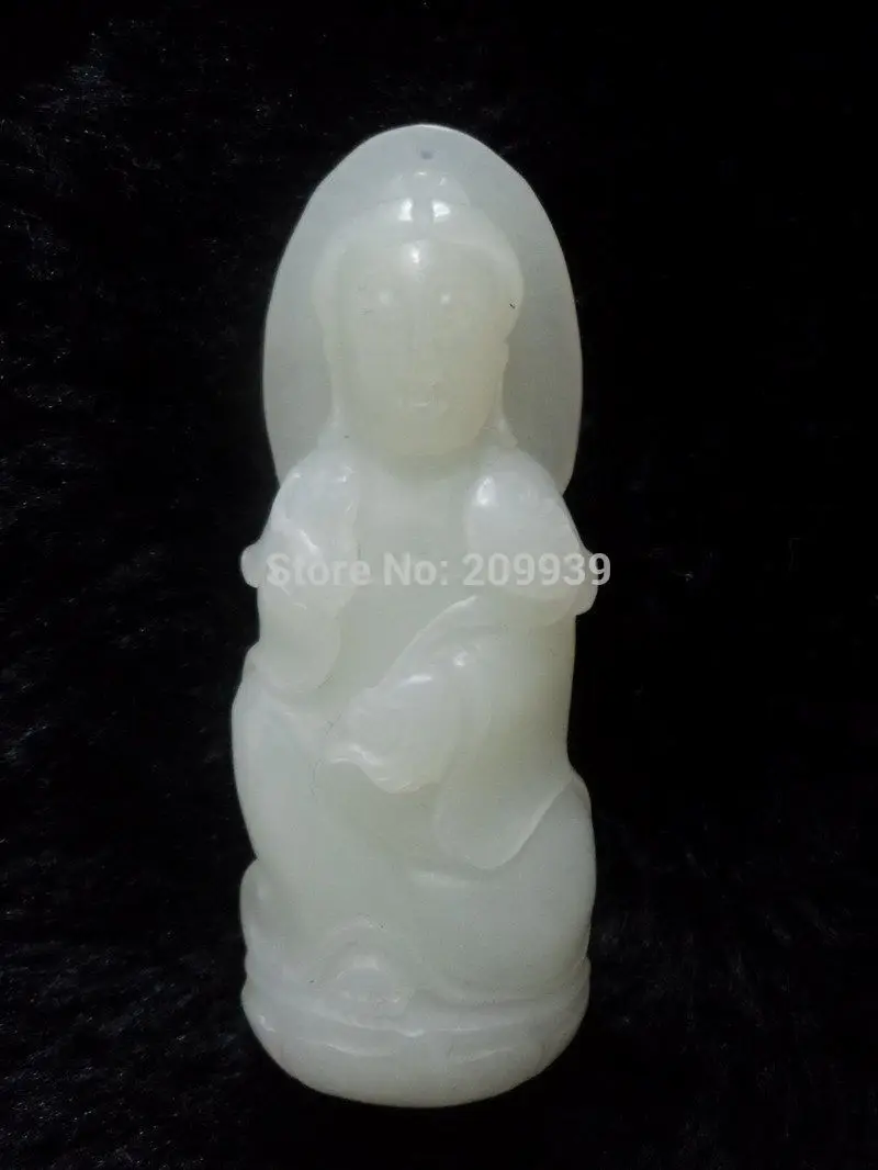 

hot sell new - S2756 Chinese lucky Sinkiang white jade Guanyin necklace pendant free shipping