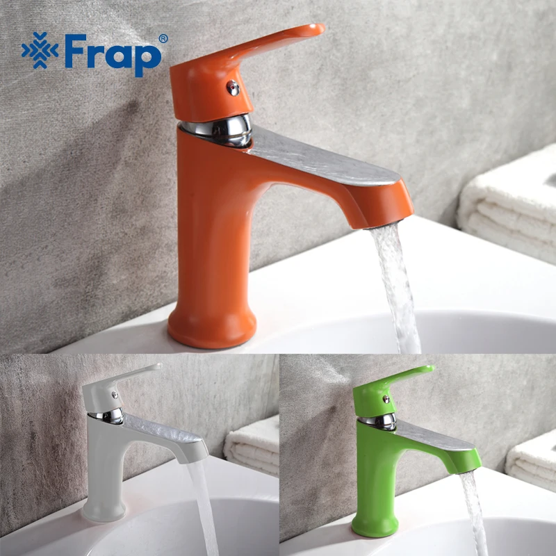 Billig FRAP Innovative Mode Stil Home Multi farbe Bad Becken Wasserhahn Kaltes und Heißes Wasser Wasserhähne Grün Orange Weiß bad mixer F1031