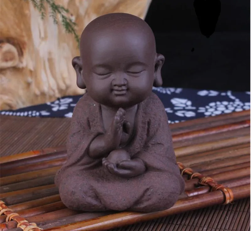 6 видов маленького монаха Будды керамика домашнее животное Чайный домик креативный маленький спальный Чайный домик автомобиль декоративное украшение дома - Цвет: F