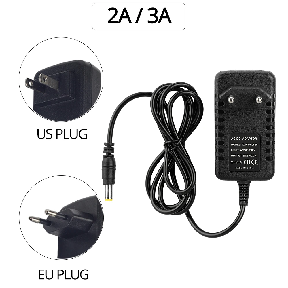 Светодиодный источник питания 2A 3A 6A 8A 5 в адаптер для 5 в светодиодный светильник WS2812 Пиксельная полоса трансформатор AC110-220V США/ЕС
