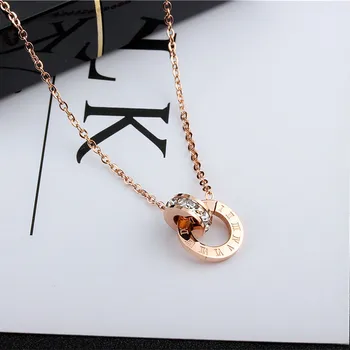 

YUN RUO Fashion Brand Woman Jewelry Gold Silver Color Roman Numerals Pendant Necklace 316 L Stainless Steel Jewelry High Polish
