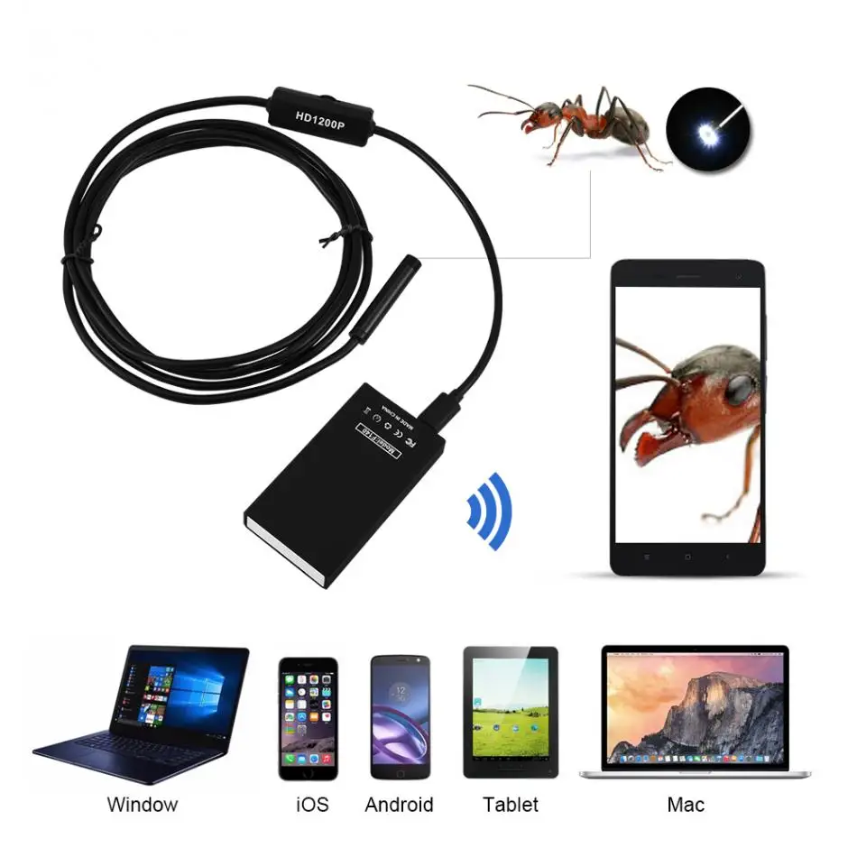

F140 Wifi Smart Phone Endoscope Camera 1200P HD 8mm Android IOS Borescope Waterproof Hard Tube Inspection Endoscope Camera