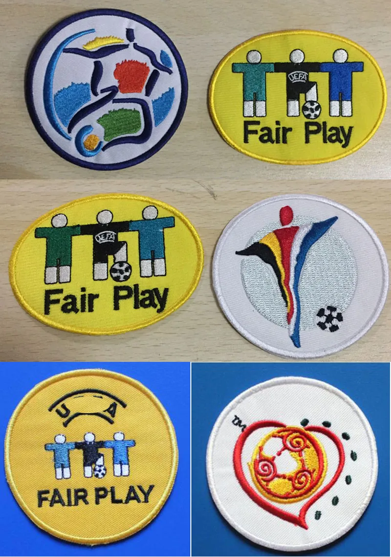 

Embroidered Euro 1996 2000 2004 Fair Play Football Patch Set Heat Transfer Soccer patch badge