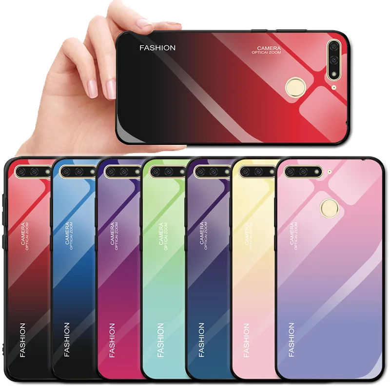 Для Honor 7A Pro стеклянный чехол для huawei 7C RU 5 7 99 градиентные закаленные стеклянные