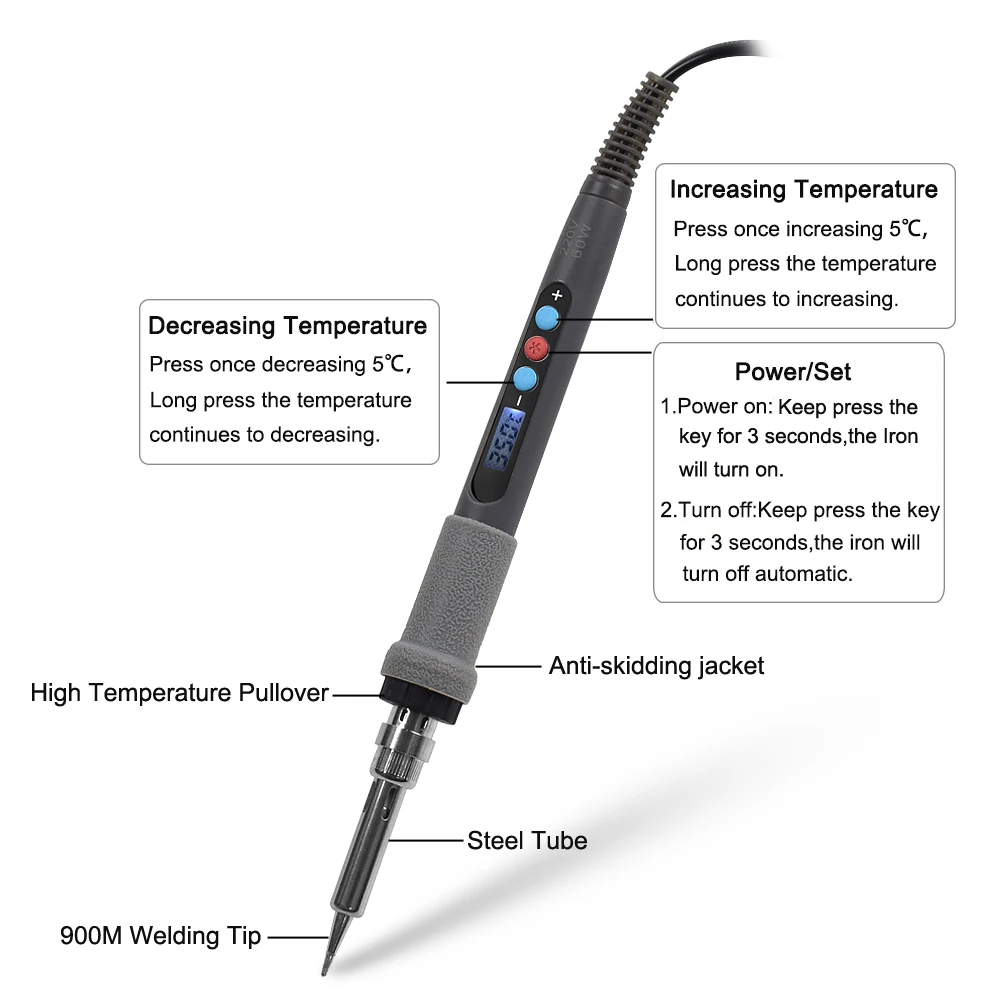 Цифровой паяльник NEWACALOX 60 Вт/80 Вт/90 Вт, штепсельная вилка стандарта ЕС/США, ЖК-дисплей с регулируемой температурой, сварочный пистолет, бессвинцовая мини-паяльная станция