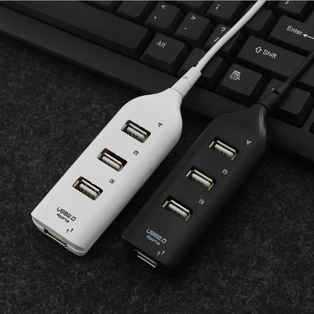 New White Usb 2.0 Hi-speed 4-port Splitter Hub Adapter For Pc Computer  Multi-function Phone Usb Hub Laptop Accessories - AliExpress