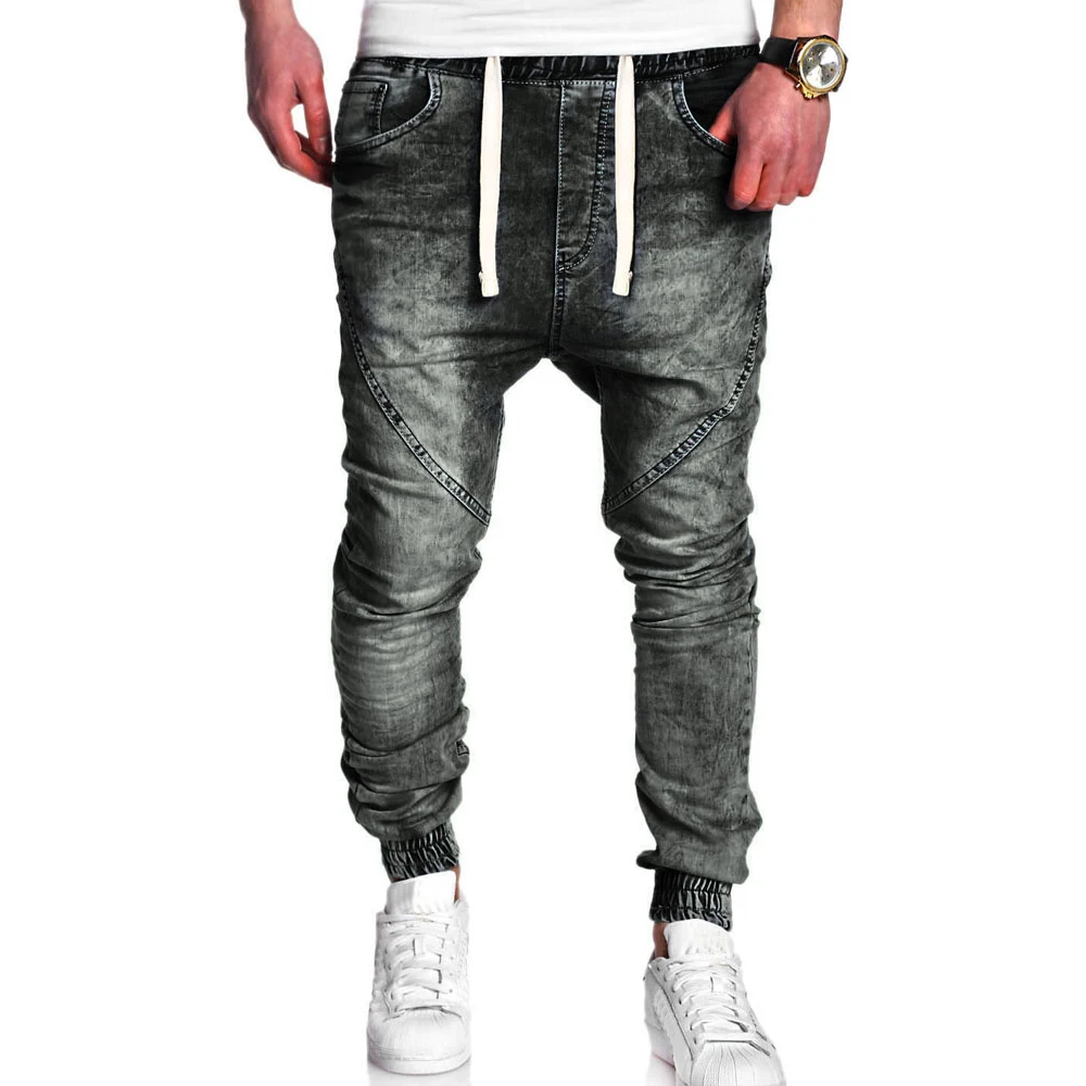 

Men jeans 2019 New men's brand fashion hip-hop skinny jeans men's harem pants hole casual jeans men's high quality trousers
