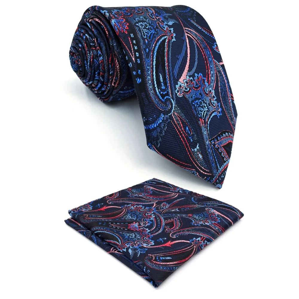 

C8 Multicolor Abstract Paisley Silk Mens Necktie Tie Fashion Novelty Jacquard Woven Ties for male Hanky extra long size