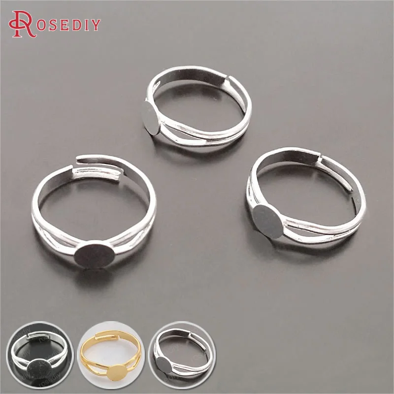 

20PCS Flat Size 6MM 8MM Silver Color Brass Flat Rings Trays Ring Base Ring Setting Diy Jewelry Findings Accessories Wholesale