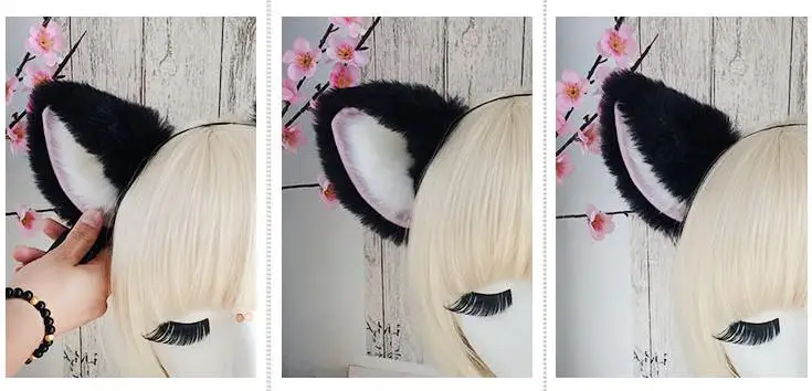 1 pcs multicolor Lovely Bell Hairwear Women Fashion Party Charming Lovely Fox Cat Ear Fur Hair Clip Hairband