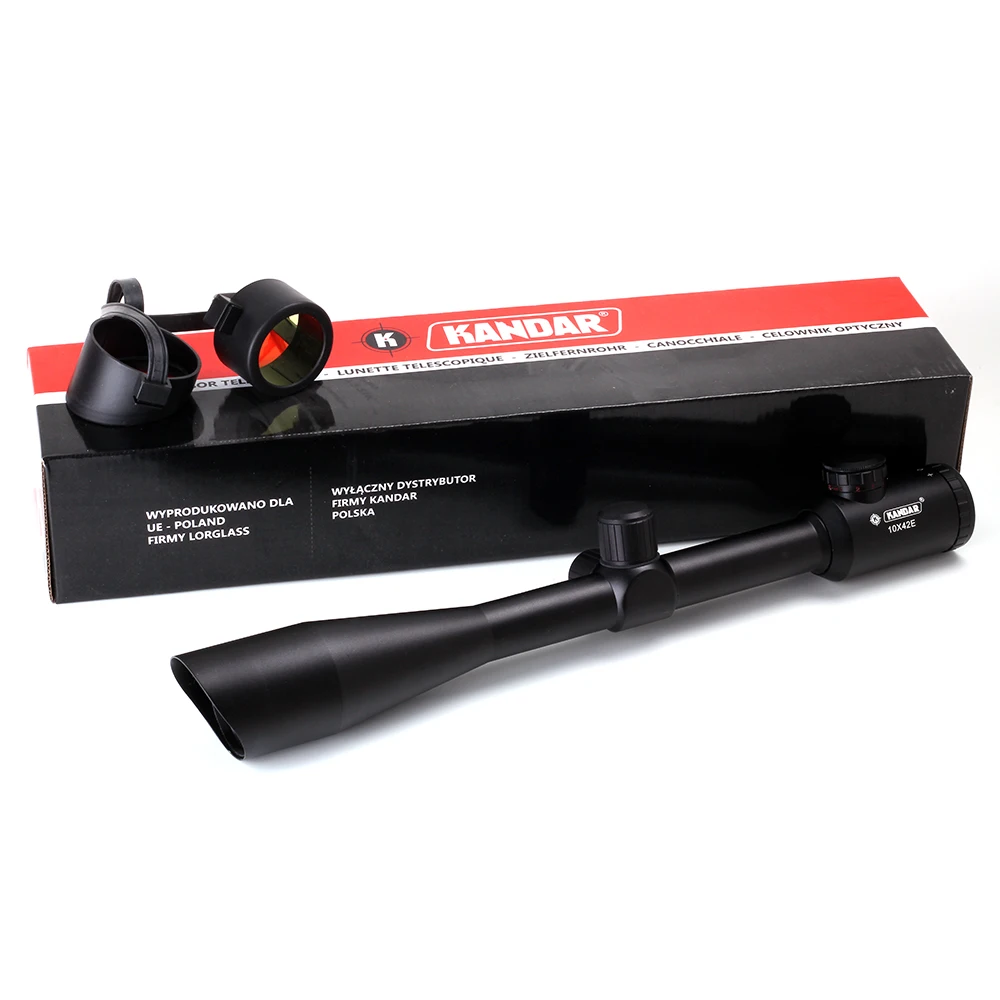 KANDAR 10X42 1 Integral Sunshade Optical Sight Red Green Illuminated P4 Reticle Hunting Riflescope Classic Hunter