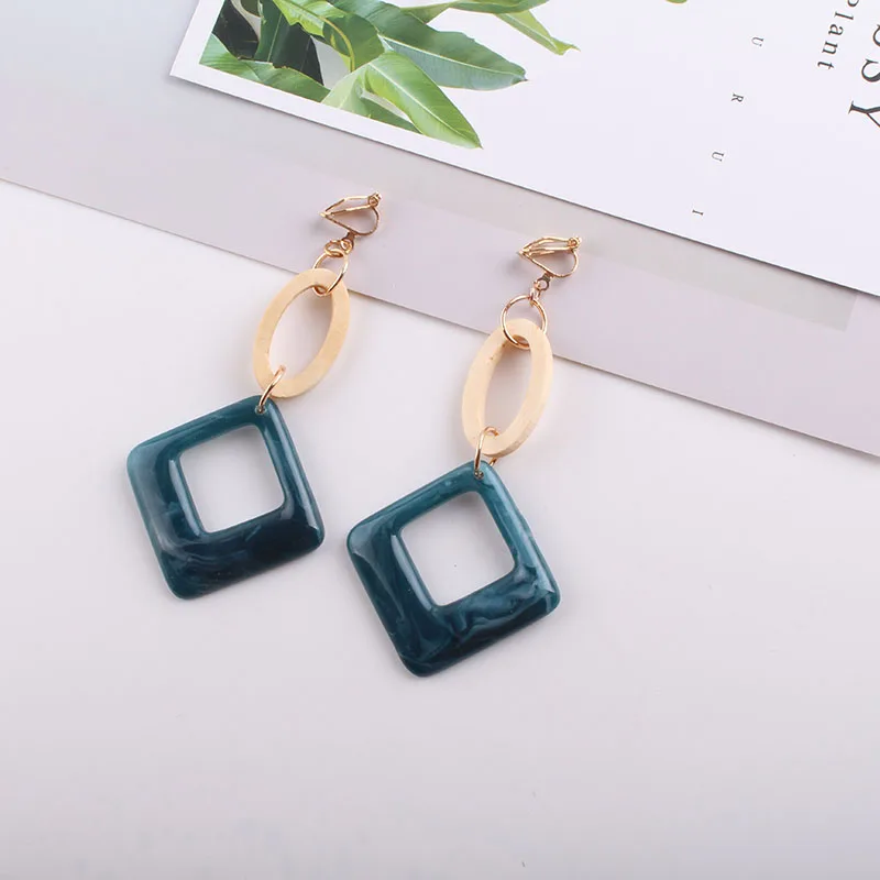 

JIOFREE Korea Style fashion acrylic Clip on earrings Without Piercing For Women Fashion Jewelry No Pierced Earring