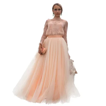 

Woman Tutu Female Long Skirt Floor Length Wedding Skirt Tulle Overskirt Sexy Pleated Fashion Handmade Lolita Saia Longa