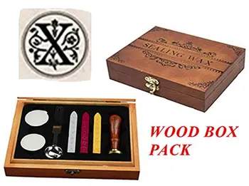 

Luxury Letter X Wood Gift Box Pack Vintage Alphabet Initial Engraved Wedding Invitation Classical Old-fashioned Antique Wax Seal