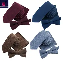 Egoddess мужские наборы шейных платков модные однотонные Цвет Мягкий хлопок 5,5 см + галстук-бабочка + платок