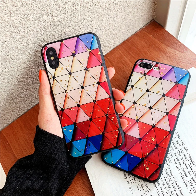 KIPX1087_3_JONSNOW Phone Case for iPhone 6S 7 8 Plus XS XR XS Max Beautiful Colorful Pattern Tempered Glass Back Cover Cases