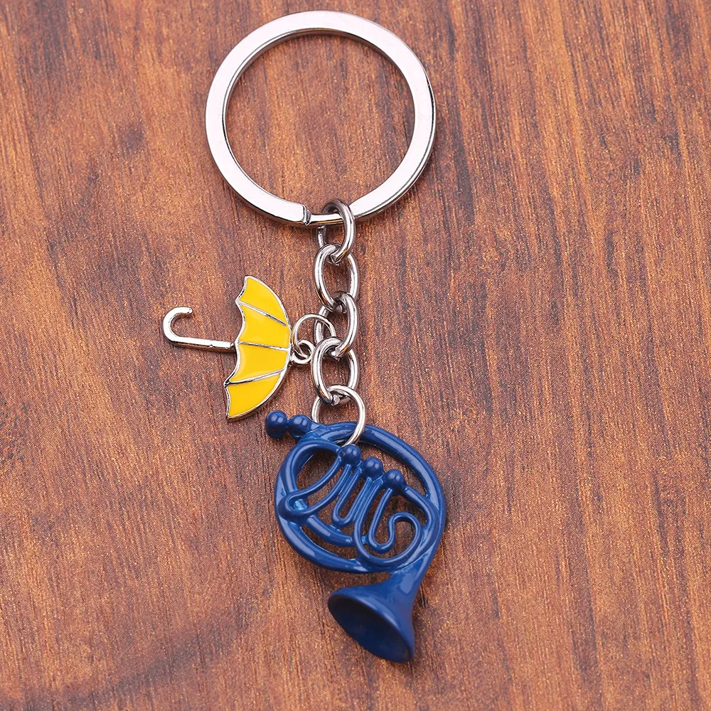 

TV Series How I Met Your Mother Key chain Enamel Blue Horn umbrella pendant keychain women men key holder key ring gifts