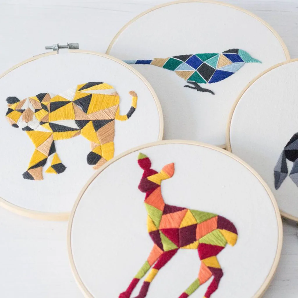 DIY Animals Pattern Embroidery Kits for Beginner Needlework 3D Cross Stitch Embroidery Set Craft Sewing Accessories