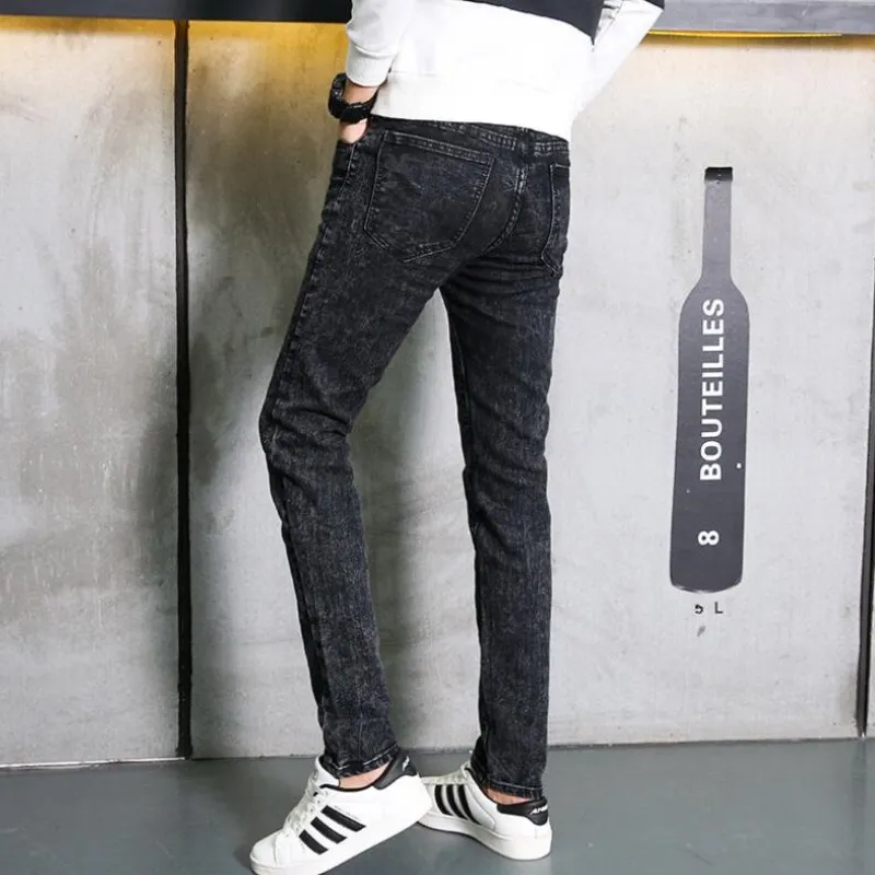 Men Jeans Slim Fit Four Season Korean Style All-match Fashion Skinny Jeans For Young Men Casual Stretch Straight Denim Pants