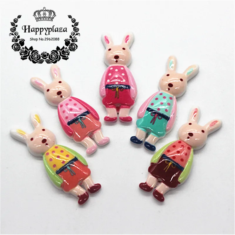 

10pcs Kawaii Cartoon Animal Rabbit Miniature Flatback Cabochon Art Supply DIY Craft Scrapbooking,15*43mm