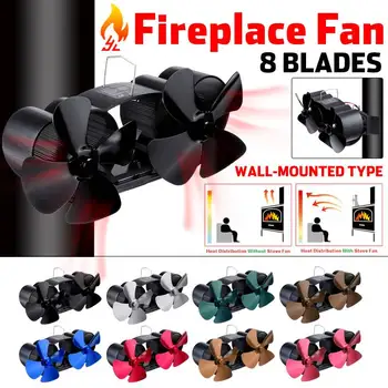

Wall mounted Dual Head Stove Fan 8 Blade Fireplace Fan Heat Powered komin Wood Burner Eco Fan Home Efficient Heat Distribution