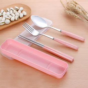 

20set/lot Stainless steel Portable Tableware Sets Combination Spoon Fork Chopsticks Bento Tableware Kitchen Tools Tableware