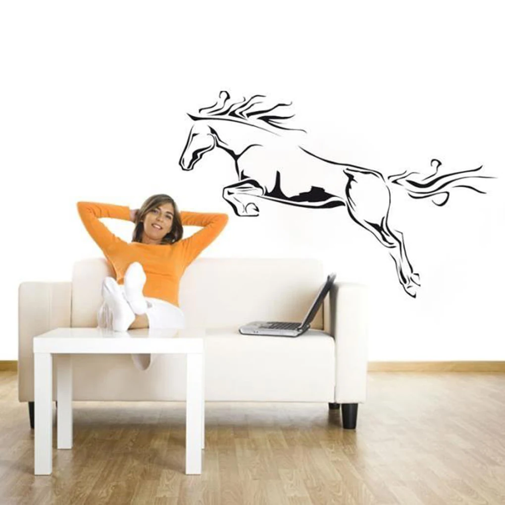 Running Horse Wall Sticker PVC Removable Silhouette Animal Wall Decal Home Decorative Jump Horse