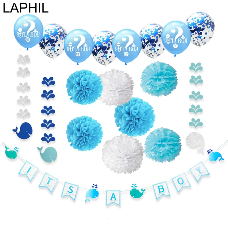 

LAPHIL Baby Shower Decoration Its a Boy Girl Foil Balloons Blue Pink Confetti Balloon Babyshower Gender Reveal Party Supplies