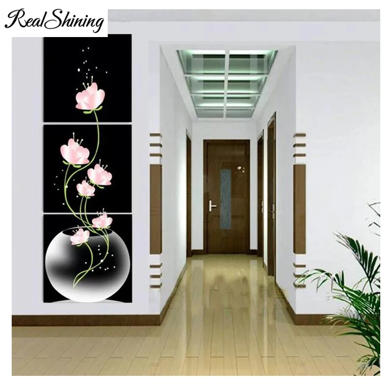 

3pcs,5d diy diamond embroidery Pink Flowers Bottle,Cross Stitch diamond painting,diamond mosaic picture of rhinestones FS3324