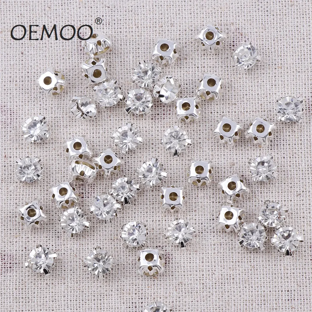 

Sew-On Claw rhinestones Silver Base rhinestones for wedding dress decoration