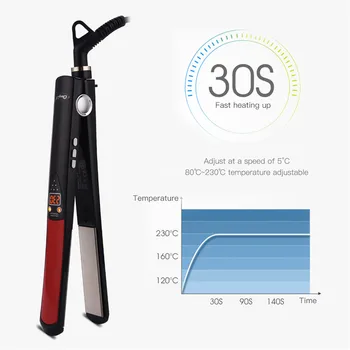 

LCD Display Professional Heating Hair Straightener Tourmaline Ceramic Flat Iron Smooth Plate Negative ions Salon Hairdressing