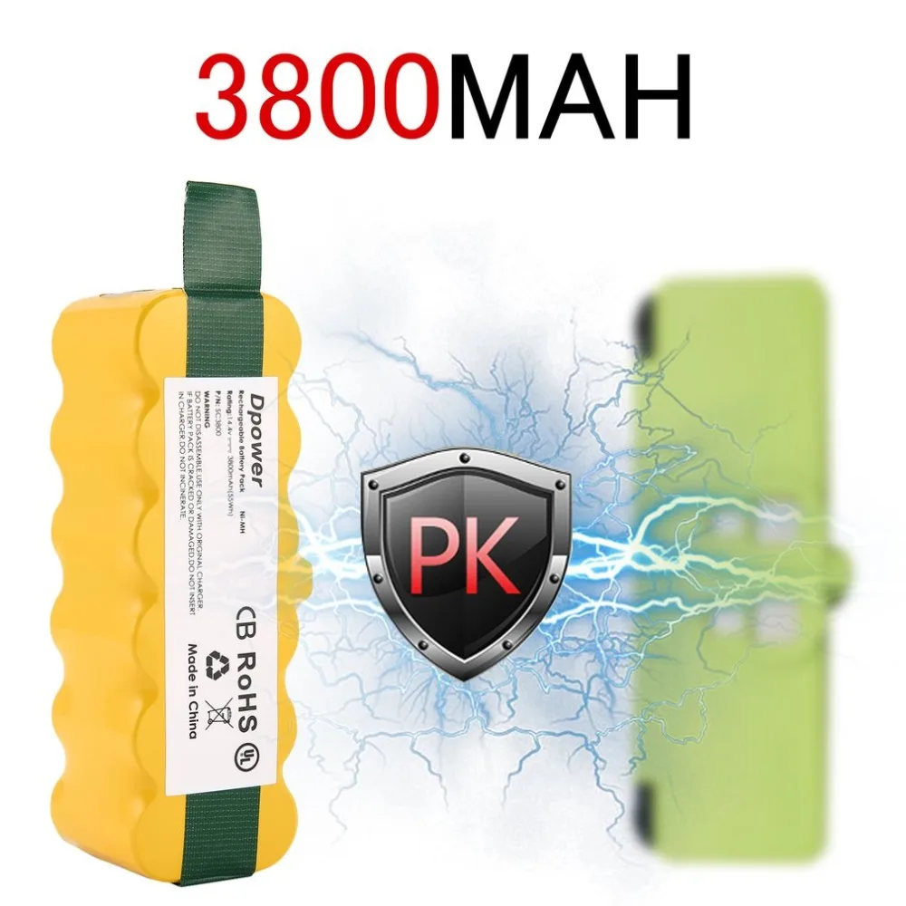 

14.4V NI-MH 6000mAh Rechargeable Battery pack For iRobot Roomba 500 600 700 800 900 Series Vacuum Cleaner Yellow