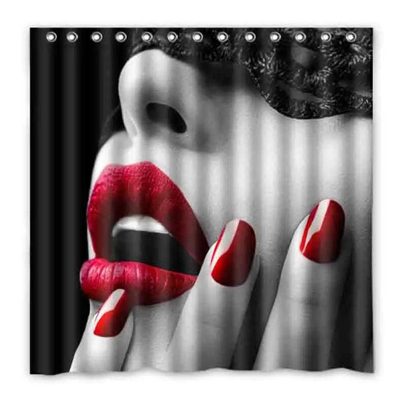 Женские сексуальные красные губы девушка желтое перо занавеска для душа s дизайн креативный занавеска для ванны водонепроницаемый из полиэстера ткань