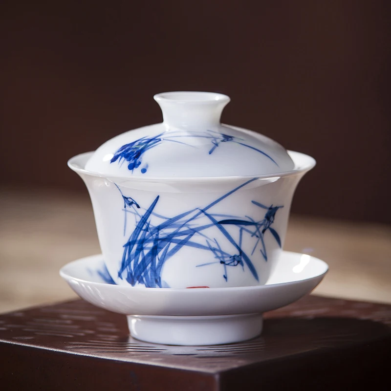 200 мл Цзиндэчжэнь супница Чай ware синий и белый фарфор Gaiwan Чай горшок большой Ёмкость Чай чаша ручной росписью подглазурная чай комплект