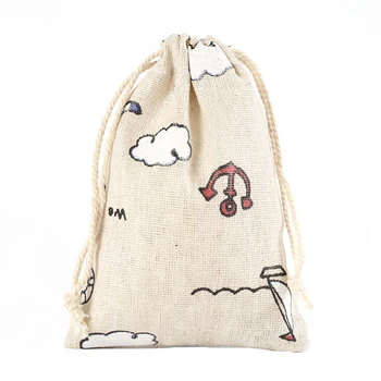 

10x14cm Jewelry Cartoon Color Jute Bag Fashion 50pcs Drawstring Gift Bag Incense Storage Cotton Bag Cosmetic Candy Pack Pouches