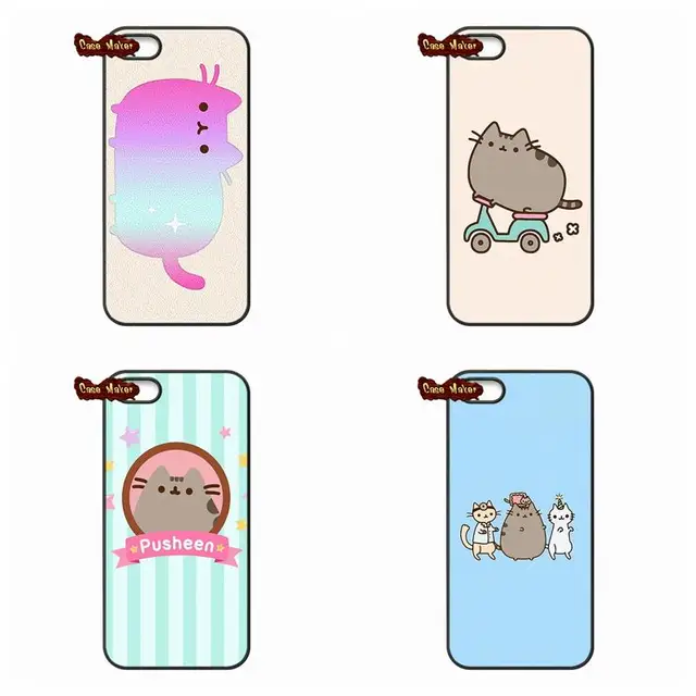 Cute Pusheen Cat Background Pattern Case Cover For iPhone