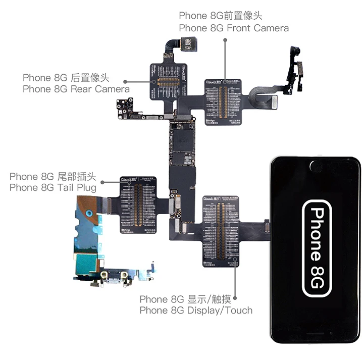 QianLi iBridge FPC Тестовый Кабель для iphone X 6 6S 7 7P 8 8p материнская плата проверка неисправностей сенсорная Передняя Задняя камера отпечаток пальца