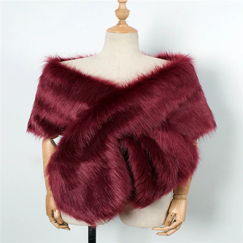 Модная Меховая шаль свадебная накидка формальное платье чонсам большой шарф