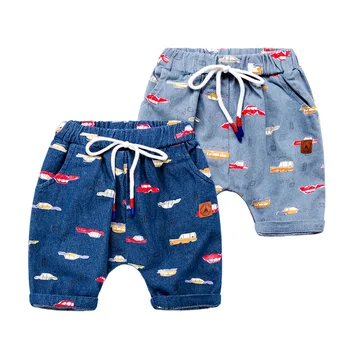 

2017 new children summer shorts Boys cartoon cotton Korean fashion Denim shorts Print car baby Toddler Jeans kids clothes