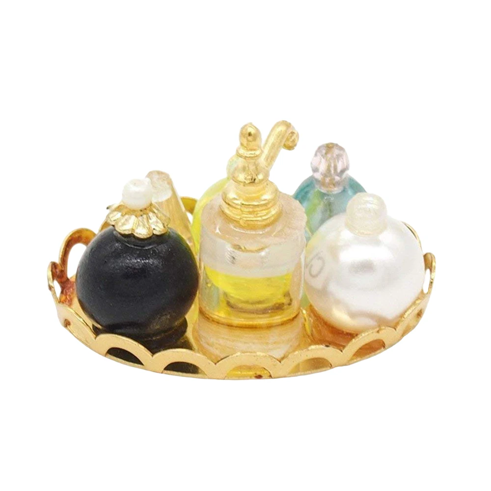 

Odoria 1:12 Miniature Perfume Makeup Set with Gold Tray Dolls' Cosmetic For Dollhouse Bathroom Accessories